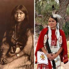 Then & Now Lakota Sioux woman in 1899 & Lakota Sioux woman today.