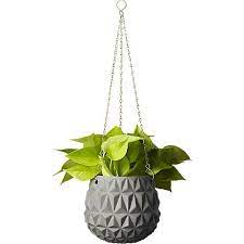 shop glisan grey hanging planter stoneware demi bowl angles 3d diamond like facets in a warm plants indoor planters modern outdoor propagation station wall