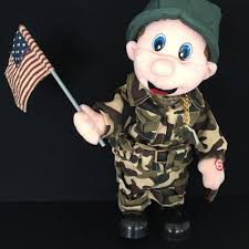 Animated Singing Patriotic Army Military Soldier Doll We Will Rock You!