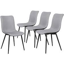 Fashion, motors, electronics, sporting goods, toys Set Of 4 Fabric Dining Chairs Upholstered Breathable Cushion Side Chairs With Black Metal Legs Home Kitchen Cafe Gray