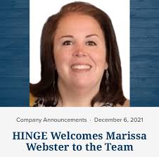 Join us in welcoming our newest team member, Marissa Webster! We are  thrilled to add her to our growing team 🎉 Learn more about Marissa in our  HINGE blog 📲