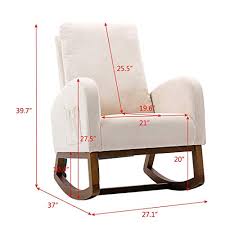 This rocking chair feels right at home in a nursery, living room or any shared space. Dolonm Rocking Chair Mid Century Modern Nursery Rocking Armchair Upholstered Tall Back Accent Glider Rocker For Living Room Beige Pricepulse