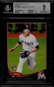 Giancarlo stanton, christian yelich, & jose fernandez 2014 topps triple threads card #06/27. Christian Yelich Rookie Card Top 3 Cards And 1 Buyers Guide