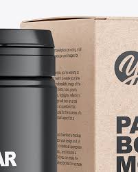 Download Plastic Jar W Kraft Box Mockup In Packaging Mockups On Yellow Images Object Mockups