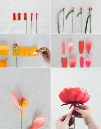 Blumen Falten Draht Krepppapier Kreppband Weisse Farbe Rosa Blume Aus Papier Blumen Basteln Aus Papier Blumen Basteln Papierblumen Basteln