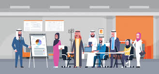 Arab Business People Group Meeting Presentation Flip Chart