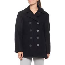 Schott Made In Canada Quilted Lined Wool Peacoat For Women
