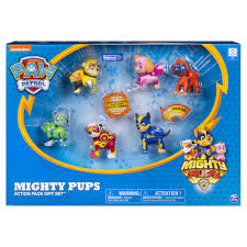 Paw Patrol Mighty Pups 6 Pack Gift Set Paw Patrol Figures With Light Up Badges And Paws Wal Mart Exclusive F Paw Patrol Toys Paw Patrol Paw Patrol Figures