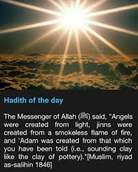 The Messenger Of Allah Said Angels Were Created From Light Jinns Were Created From A Smokeless Flame Of Fire And Adam Was Cr Hadith Of The Day Jinns Sayings