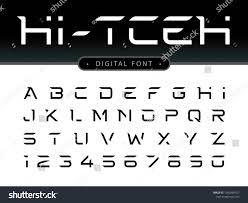 Vector Of Futuristic Alphabet Letters And Numbers Future Techno Stylized Fonts Minimal Light Letters In 2020 Lettering Alphabet Typography Alphabet Font Design Logo