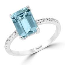 Womens genuine blue aquamarine 10k white gold cocktail ring. Effy White Gold Aquamarine And Diamond Ring Reeds Jewelers