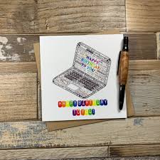 You can write your own name and text on birthday. Laptop Computer Birthday Card Wordle Personalised Kaleidoscopekrafts