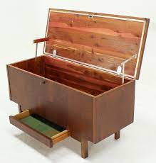A steamer trunk has a rugged construction that makes it ideal for travel as a type of luggage. Lane Mid Century Modern Cedar Walnut Hope Chest Trunk W Drawer Hope Chest Hope Chest Makeover Trunks And Chests