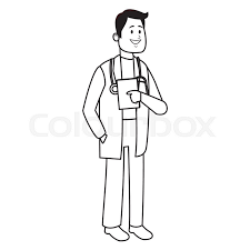 Vector black and white germ mask seamless pattern on red. Male Doctor With Stethoscope And Stock Vector Colourbox