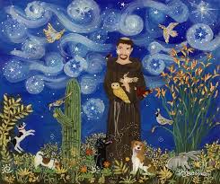 St Francis Starry Night By Sue Betanzos Starry Night Art Dog Print Art Starry Night Painting