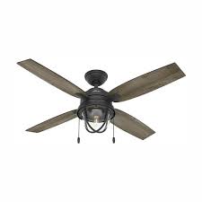 Having a fan in the living room or bedroom is a great way to improve air circulation and make the room cooler in hot weather almost every home has at least one ceiling fan in at least one room. Hunter Barnes Bay 52 In Led Indoor Outdoor Natural Iron Ceiling Fan With Light Kit 59560 The Home Depot