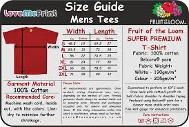Fruit Of The Loom Uk T Shirts Size Chart