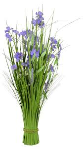 Freestanding Grass Bundle With Purple Flowers Grass And Moss