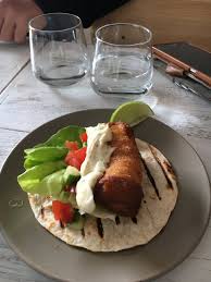 We have fish tacos, made with beer battered halibut. Fish Taco Picture Of Fich At Petersham Tripadvisor