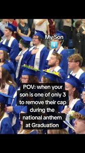 Proud mom moment. My son was one of only 3 students to remove his cap ...