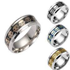 Ilh Clearance Rings Menandwomens Stainless Steel Punk Style Jewelry Halloween Skull Hip Hop Band Rings Jewelry 1 Rings For Men Stainless Steel Rings Steel Ring
