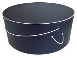 White Trim Hat Box Blue Exterior