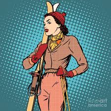 Girl Retro Skier Pop Art Retro Style Digital Art By Studiostoks Styles p, retro cartoons, some fun, pop art, bed pillows, classic t shirts, my arts, art prints, printed. girl retro skier pop art retro style by studiostoks