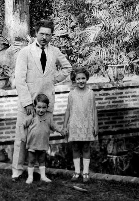 George Groslier and his two children