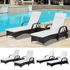 Details About 3pcs Wheeled Patio Rattan Lounge Set Adjustable Reclining Chaise W Side Table In 2020 With Images Outdoor Lounge Set Wooden Patio Chairs Plastic Patio Chairs