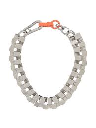 Heron Preston Geometric Cubic Necklace Farfetch Mens Chain Necklace Men Necklace Heron Preston