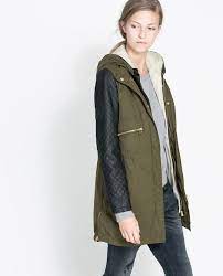 Parka Combinee Cuir De Zara Leather Sleeve Zara Parka Fashion