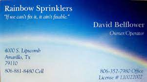 I have had many problems with my sprinkler system. Rainbow Sprinkler Repair Facebook