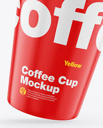 Download Glossy Coffee Cup Mockup In Cup Bowl Mockups On Yellow Images Object Mockups PSD Mockup Templates