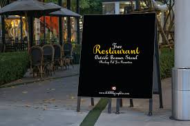 Restaurant Outside Banner Stand Mockup Psd Banner Stands Banner Photoshop Mockup Free