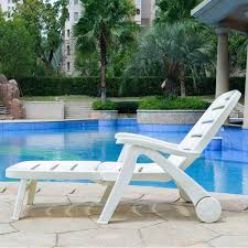 Portable lounge chair folding reclining chairs sun patio chaise chair pool lawn. 2 In 1 Folding Lounge Chair Plastic Folding Chair With Roller Adjustable Backrest Outdoor Beach Chair Pool Lounge Chair White Amazon Ae Patio Lawn Garden