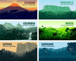 La parada, la última población antes de cruzar a venezuela. Vector Set Of Panorams Countries South America Venezuela Brazil Royalty Free Cliparts Vectors And Stock Illustration Image 68385455