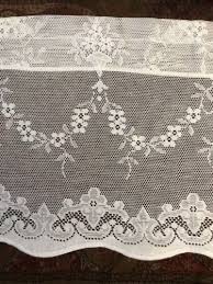 This sheer lace tier with an oversized multiflora design and scalloped hem lets light in softly while bringing exquisite style. Buy Victorian Style White Cotton Lace Valance Cafe Curtain Lucinda Brise Bise 12 Online In Oman 233513187386