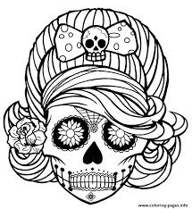 Tom and jerry coloring pages. Girl Skull Cute Adult Coloring Pages Printable
