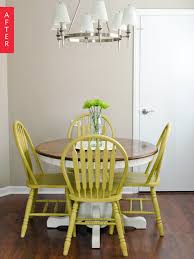 Before After A Plain Dining Set Pops Oak Table And Chairs Furniture Furniture Makeover