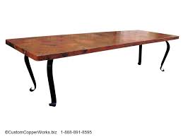 Solid and heavy, extremely well built. Copper Dining Room Rectangle Table Forged Iron Table Base