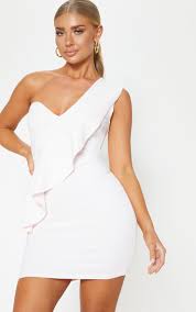 Baby Pink Ruffle Detail Bodycon Dress Pink Dress Outfits Dresses Bodycon Dress