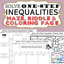 Select the correct graph for each inequality. Solve One Step Inequalities Maze Riddle Coloring Page Math Activities