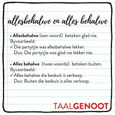 Allesbehalwe En Alles Behalwe Afrikaans Language Worksheets Teaching