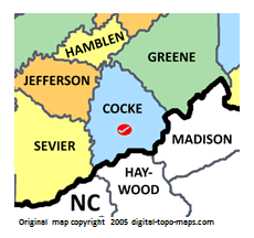 Tennessee county map with county seat cities. Cocke County Tennessee Genealogy Familysearch