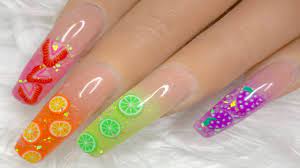 Fruit Salad Encapsulated Fruit Glitter Ombre Acrylic Nails Youtube Ombre Acrylic Nails Gel Nails Encapsulated Nails