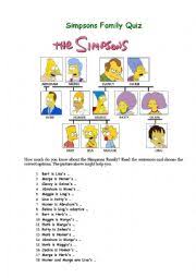 We presenting some amazing information in the form of family trivia questions. English Exercises Simpsons Family Quiz