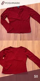 New Banana Republic Stretch Red Surplice Jr M Long Sleeve Tshirt Men Junior Tops Top Shirt