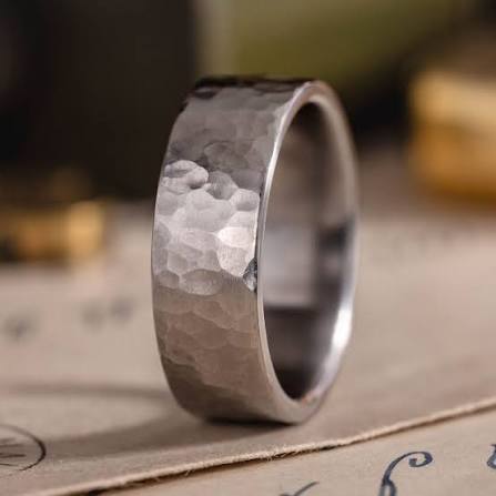 The Arche | 8mm Men's Hammered Titanium Wedding Band | Rustic and Main