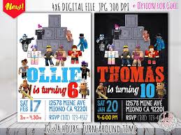 Roblox Birthday Invitation Roblox Invitation Roblox Party Supplies Roblox Party Printables Roblox Invitatio Birthday Invitations Boy Birthday Parties Party