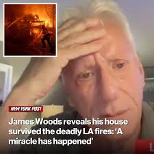 James Woods' has experienced a miracle. The 77-year-old actor revealed his  home in the Pacific Palisades area of Los Angeles has survived the  devastating wildfire that continues to ravage the upscale neighborhood.
